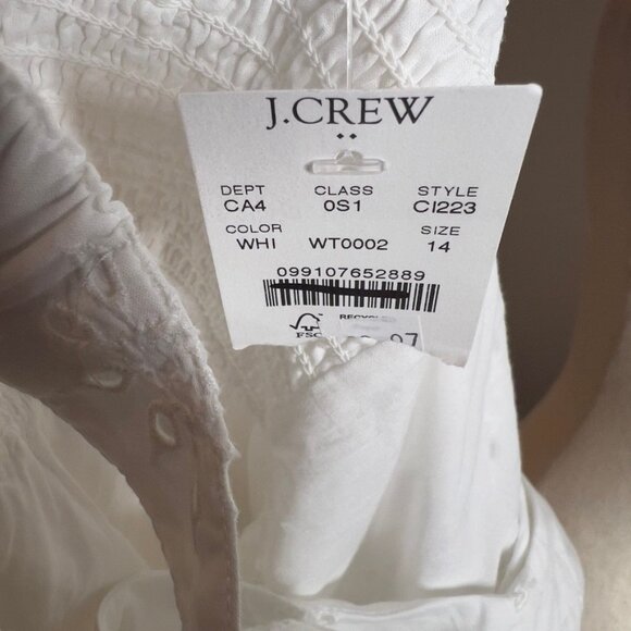 J.Crew $148 Eyelet Midi Dress in White Size 14 CI223 - Picture 9 of 9